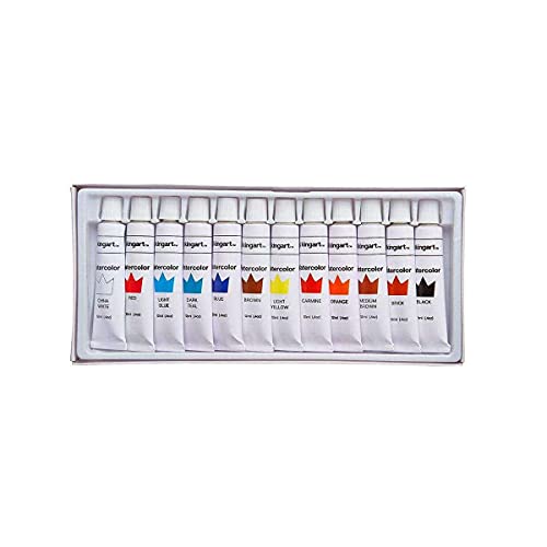 KINGART Studio Watercolor Paint, 12 ml (.4oz), Set of 12 Colors KINGART