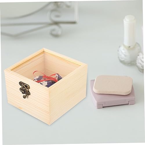 Holibanna 2pcs Box Wooden Storage Box Jewelry Container Wooden Treasure Containers Jewelry Organizer Clear Earring Display Holder Earring Gift Boxes Holibanna