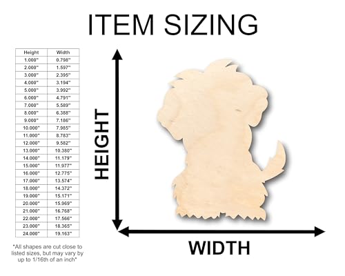 Unfinished Wood Fluffy Puppy Dog Shape - Craft - up to 36" DIY 5" / 1/4" 24 Hour Crafts