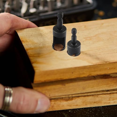 Rocaris 8 Pack Wood Plug Cutter Drill Bit Set, Straight and Tapered Taper Cutting Tool 1/4", 5/16", 3/8", 1/2", 1/4 Inch Hex Shank, Black Rocaris