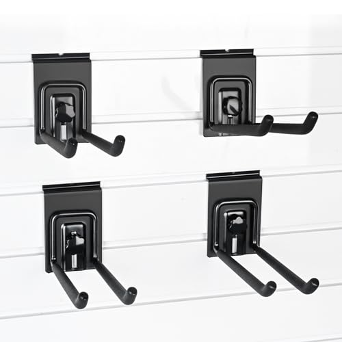 PYBTOOL 8 Inch Lockable Slatwall Hooks, Slatwall Accerrosires, Slat Wall Hanging Hooks with Lock Mechanism for Garage Storage and Professional Retail PYBTOOL