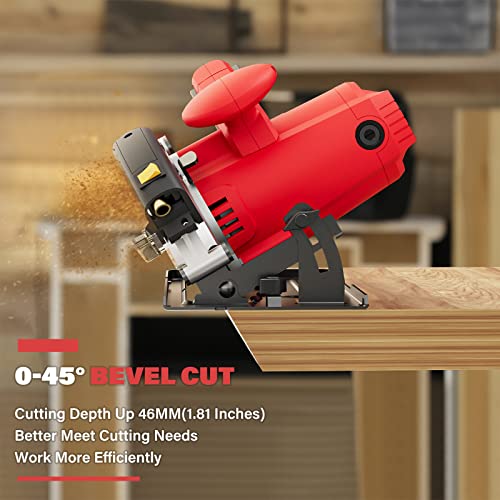 Circular Saw, 1500W Power Circular Saws with Laser Guide, 5500RPM Compact Circular Saw with 3 Saw Blades (24T+ 48T)7-1/4'', 0-45° Bevel Adjustment, Vistreck