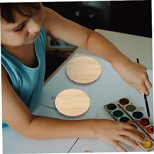 Tofficu 10pcs Round Bamboo Unfinished Circle Graffiti Bamboo Slices Unfinished Bamboo Slices Painting Materials Unfinished Round Chips DIY Graffiti Tofficu