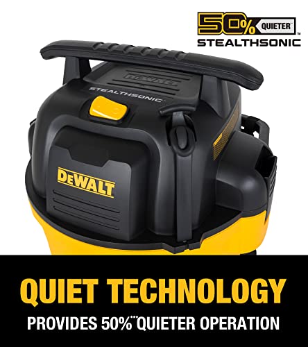 DEWALT 9 Gallon STEALTHSONIC Poly Wet/Dry Vacuum, DXV09P-QTA Newest Noise Reduction Vac, Heavy Duty Shop Vacuum for Jobsite/Workshop, Reduce Motor DEWALT