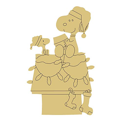 Dog Design by Lines Cutout Unfinished Wood Christmas Decor Door Hanger MDF Shape Canvas Style 6 Art 1 (18") Diverse Woodworking