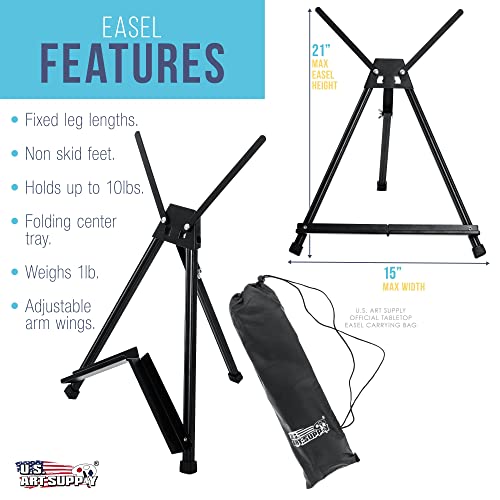 U.S. Art Supply 46-Piece Complete Artist Painting Set with Easel - 12 Acrylic & 12 Watercolor Paint Colors, Brushes, Canvas Panels, Watercolor Pad, U.S. Art Supply