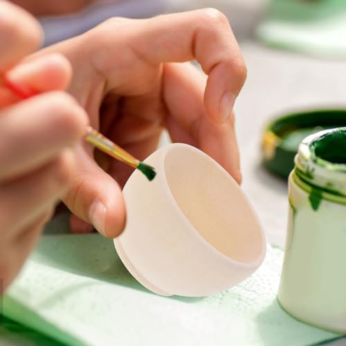 KALLORY Unfinished Wood Bowl 2Pcs Unpainted Blank Mini Wooden Bowls Tabletop Decoration for DIY Painting Graffiti Drawing Craft Basket Stuffers KALLORY