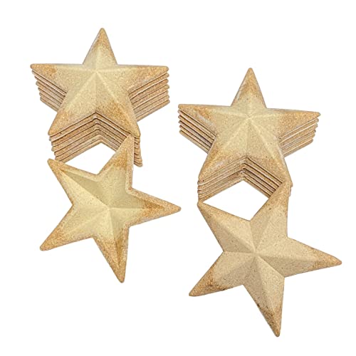 15 Pack Unfinished Wood 3D Stars for Crafts, Flat Back Wooden Star Cutouts for Homemade Arts (4.6 x 4.4 x 0.75 in)