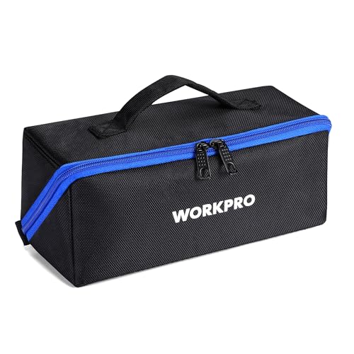 WORKPRO Tool Bag, 10" Wide Mouth Utility Tool Bag with Zipper, Heavy Duty Tool Storage Bag, Multipurpose Tool Case Small Tool Bag for Organizer WORKPRO