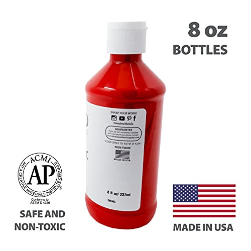 milo Acrylic Paint Set of 12 Colors | 8 oz Bottles | Student Primary Colors Acrylics Painting Pack | Made in the USA | Non-Toxic Art & Craft Paints milo