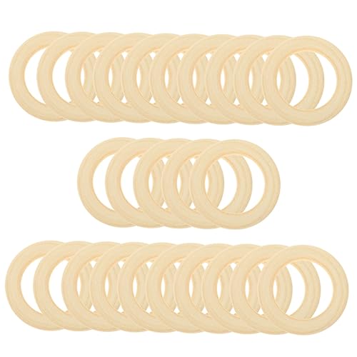 Anneome 25pcs Handmade Wooden Ring Unpainted Wooden Rings Wooden Ring Crafts Lant Hanger Pendant DIY Painting Wood Rings Necklace Hand Jewelry Wooden Anneome