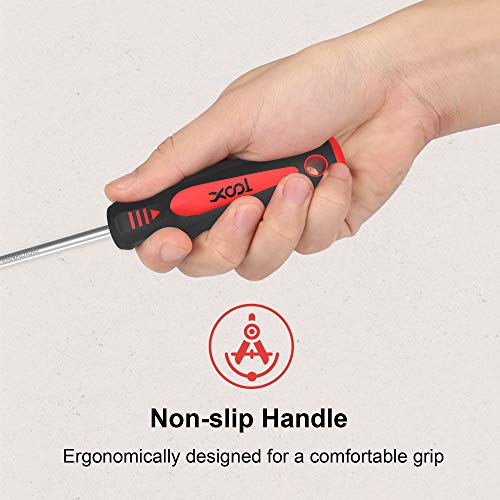 XOOL Magnetic Screwdriver Set 18 PCS, Professional Cushion Grip 9 Phillips and 7 Flat Head Tips Screwdriver Non-Slip for Repair Home Improvement XOOL