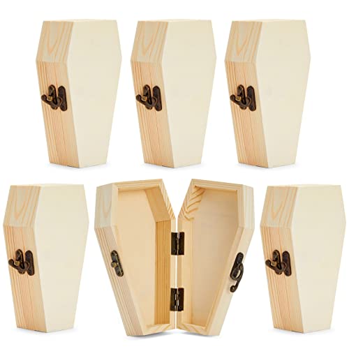 Bright Creations 6 Pack Unfinished Halloween Coffin Box with Hinged Lids for DIY Crafts (4 x 6 x 2 in) Bright Creations