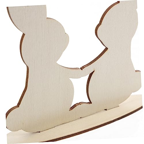 VOSAREA 10pcs White Rabbit Ornament Wood Rabbit Cutouts Wood Bunny Slice Bunny Shaped Wood Cutout Bunny Wooden Slices Easter Wood Embellishments DIY VOSAREA