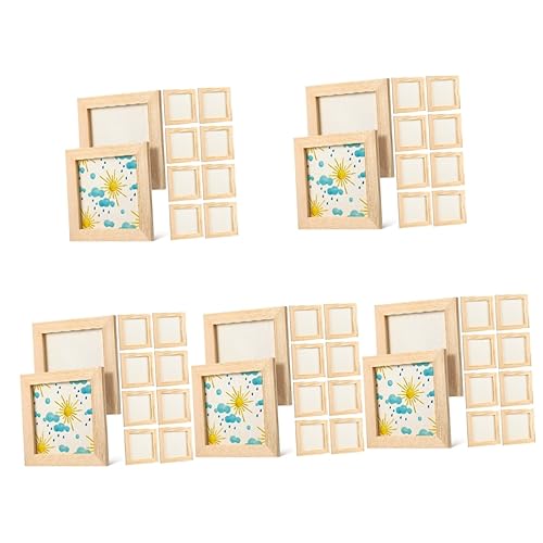 50 Pcs Photo Frame Unfinished Wood Frames Wood Panels for Crafts Small Picture Frames DIY Picture Ornaments Dried Flower Frames Plant kit Kids Decor COHEALI