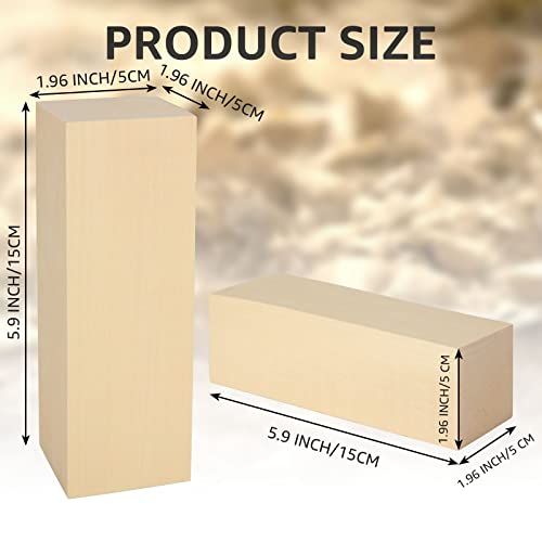 WOPPLXY 8 Pack Basswood Carving Blocks, 6 x 2 x 2 Inch Unfinished Wood Squares Wooden Blocks for Carving and Whittling, Whittling Wood Carving Blocks WOPPLXY
