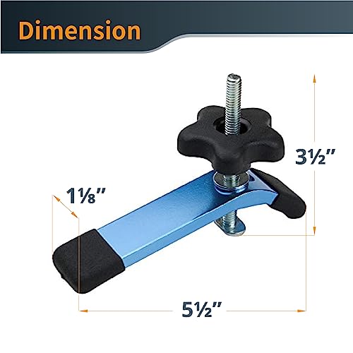 POWERTEC 71168V T-Track Hold Down Clamp, 5-1/2" L x 1-1/8" W, 2 Pack, T Track Clamps for Woodworking POWERTEC