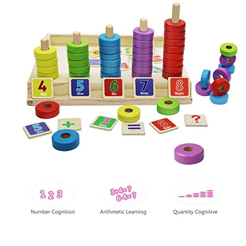 Lydaz Montessori Math Manipulatives Toys, Kids Wooden Number Blocks Toys, Kindergarten Learning Education Toy, Preschool Classroom Must Haves, STEM Lydaz