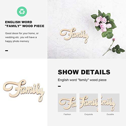 Amosfun 2x1.1'' Wedding Wooden Cutouts Mini Family Wooden Slices Embellishments for DIY Craft Decorations 15pcs Amosfun