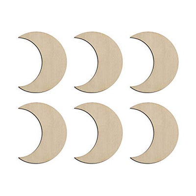 60 Pcs Moon Wood Cutouts Crafts Wooden Moon Shaped Slices Embellishments Gift Unfinished Wood Ornaments for DIY Projects Home Decoration (1.58x2 in)
