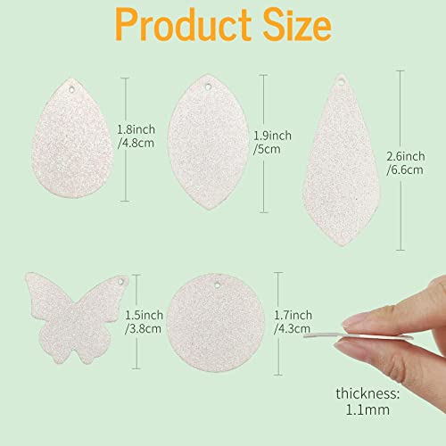 SHUANGART 60 Pcs Sublimation Blank Sparkly Faux Leather Earrings Making Kit, Double Sided Superfine Glitter Leather Earrings with Sublimation Paper SHUANGART