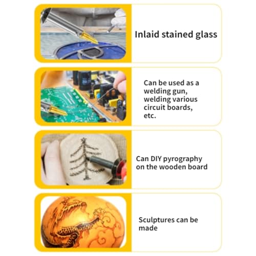 7 Pcs Wood Burning Kit Electric Pyrography Pen Variable Temperature Wood Leather Burning Soldering Iron with 5pcs Different Tips (US 110V) Walfront