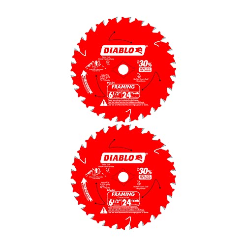 Freud D0624X Diablo 6-1/2-Inch 24-Tooth ATB Framing Saw Blade 5/8-Inch Arbor (4 Pack) Diablo