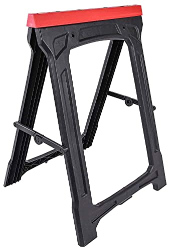 JEGS Folding Sawhorse | 350 LBS Capacity | Sturdy Weather-Resistant Polypropylene | Dimensions: 21 Inches Long x 1.75 Inches Wide x 30 Inches High | JEGS