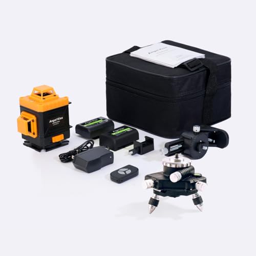 Angel Kiss Laser Level Self Leveling 4x360° 4D Green Cross Line Laser Tool for Construction and Picture Hanging, 2 Rechargeable Battery, Remote Angel Kiss