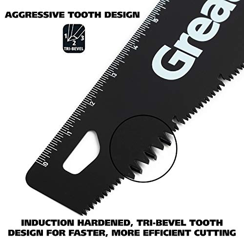 GreatNeck 74003 15 Inch Aggressive Tooth Handsaw, Aluminum Frame, Wood Saw, Branch Cutter, PVC Cutter, Tree Saw, Handsaw for Wood, Hand Saw for Trees Great Neck