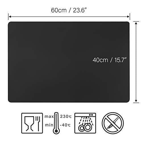 Gartful Black Extra Large Silicone Mat, 23.6 x 15.7 inches Silicone Craft Sheet, Resin Casting Molds Mat, Countertop Protector, Placemat Table Saver Gartful