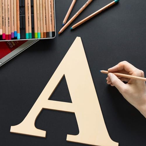 YRONTY 12 Inch Wooden Letters A, 1/5 Inch Thick Blank Unfinished Wood Letter Wooden Sign Board for Painting, Craft and Home Wall Decoration YRONTY