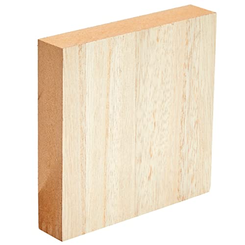 4 Pack of Unfinished Wood Blocks for Crafting, Wall Decorations, MDF Wooden Squares 1 Inch Thick for DIY Projects, Art Classes, Photo Blocks, Bright Creations