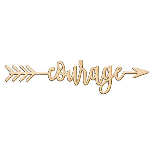 Courage Right Arrow Wood Sign Home Decor Wall Art Hanging Rustic Unfinished 12" x 3" Woodums