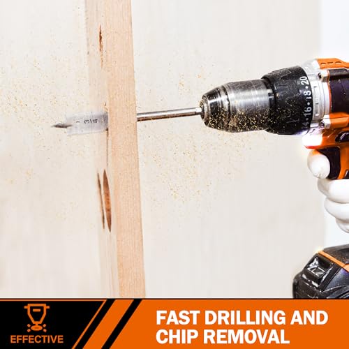 KENDO 13-Piece Spade Drill Bit Sets, Alloy Steel Paddle Flat Bit with Quick Change Shank, Flat Wood Hole Cutter Fit for Woodworking, Assorted Bits Kendo