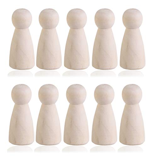 MAGICLULU 10pcs Wooden Pegs Unfinished Wooden Peg Doll Blank Unfinished Wood Peg Doll Bodies Little Peg People Peg Dolls Wood Doll Wood Trim Wooden MAGICLULU