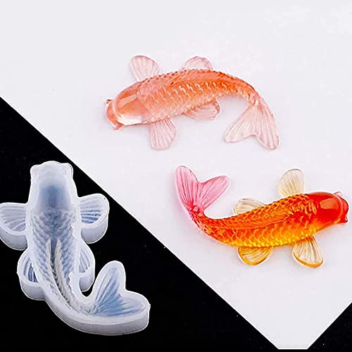 Yayatty Koi Fish Silicone Resin Molds, 5 Pcs Goldfish Fondant Silicone Resin Epoxy Molds for Charms Making Jewelry Home Decoration N\A