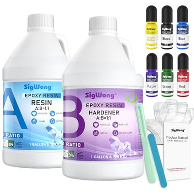 Epoxy Resin - 2 Gallon Clear Crystal Coating Resin Kit, 2 Part Casting Resinfor Art, Craft, DIY Jewelry Making, River Tables, Molds, Wood, No