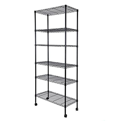 HealSmart Heavy Duty 6-Shelf Shelving with Wheels, with Hanging Hooks, Wire Shelving, Adjustable Storage Units, 29.92'' D x 13.98'' W x 71.65' H, 6