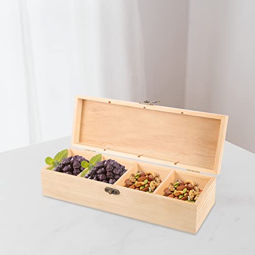 iplusmile Wooden Tea Bag Storage Box with Lid, 4 Compartments Tea Chest Organizer Box, Multipurpose Spice Packets Container for Living Rooms, iplusmile