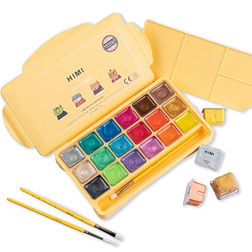 HIMI Metallic Gouache Paints Set, 18 Colors, 30g, 18 US fl oz, X ALIEN FRENS,Non Toxic Paint for Canvas and Paper, Art Supplies for Professionals, HIMI