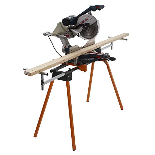 BORA Portamate PM-4000 - Heavy Duty Folding Miter Saw Stand with Quick Attach Tool Mounting Bars Orange 44 x 10 x 6.5 inches Bora