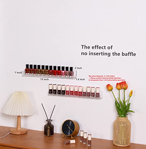 LikeU Nail Polish Rack Wall Mounted Shelf 4 Pack,Clear Acrylic Nail Polish Holder Organizer with Removable Anti-slip End Inserts,4 Tiers Floating LikeU