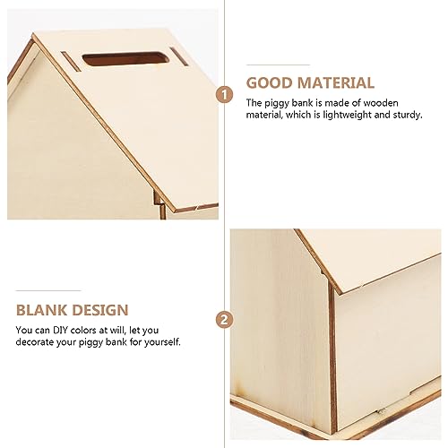 Kisangel 15 pcs Paintable Piggy Bank Unfinished Wooden Houses for Crafts Paint Birdhouse Change DIY Saving House for Money Crafting Banks Kisangel