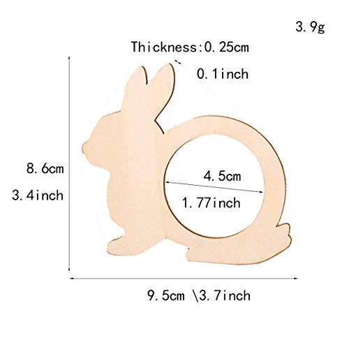 Qingmao 20 Pieces Rabbit Shape Wood Napkin Rings Easter Wooden Napkin Holders Rings Serviette Buckles for Easter Wedding Dining Table Decoration TANGDIAABBCC