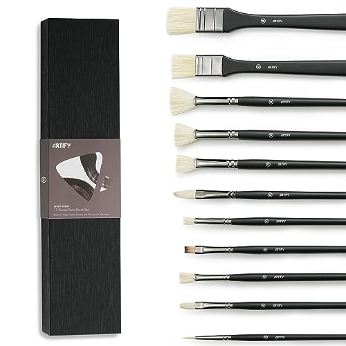 ARTIFY Oil Paint Brushes Set, 15Pcs Professional Natural Chungking Bristle  Acrylic Paint Set, Perfect for Oil and Acrylic Painting, Long and Heavy