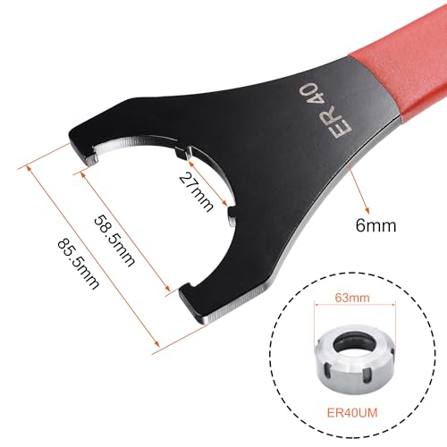 uxcell Collet Chuck Wrench Spanner for ER40UM Clamping Nut CNC Milling Lathe Chuck Holder Tool with Red Non-slip Handle uxcell