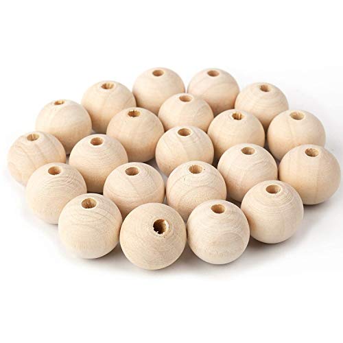 TIMESETL 150 Pcs Unfinished Solid Wooden Rings and Natural Round Wood Spacer Beads Without Paint for Necklace Bracelet Jewelry DIY Macrame Craft TIMESETL