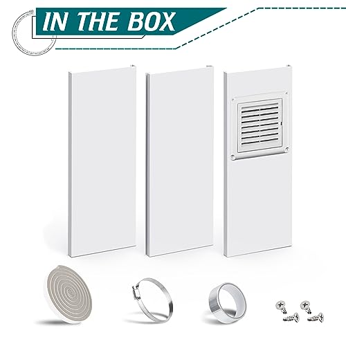 Daisypower Dryer Vent Window Kit,4" Adjustable Window Vent Kit with Outdoor Dryer Vent Cover Daisypower