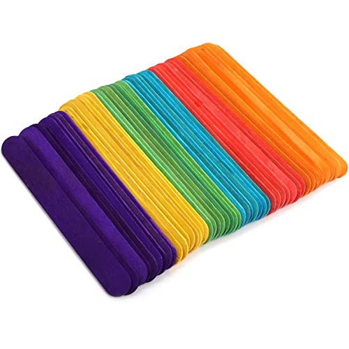 Okllen 1000 Pack Colored Craft Sticks, 6 Inch Wooden Popsicle Sticks, Ice Pop Ice Cream Sticks Jumbo Wood Sticks for Kids' Art, DIY Projects, Home Okllen